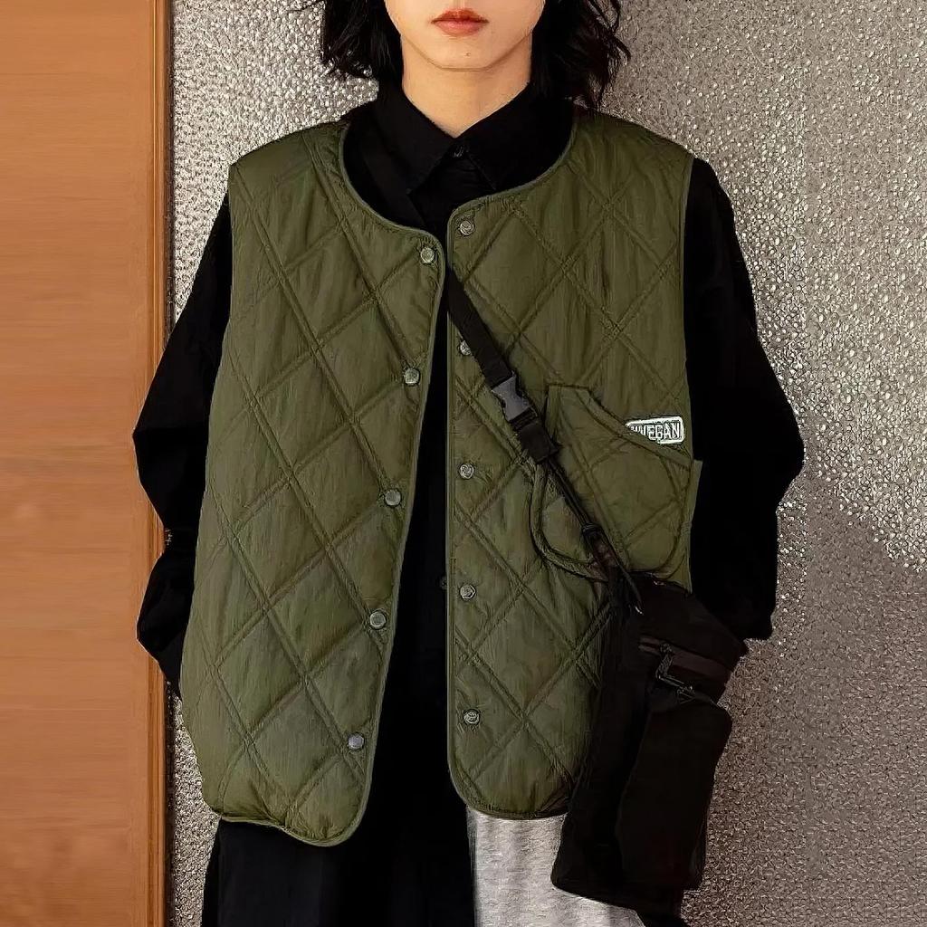 Женская мода стеганый жилет в клетку с ромбами, куртка с хлопковой подкладкой