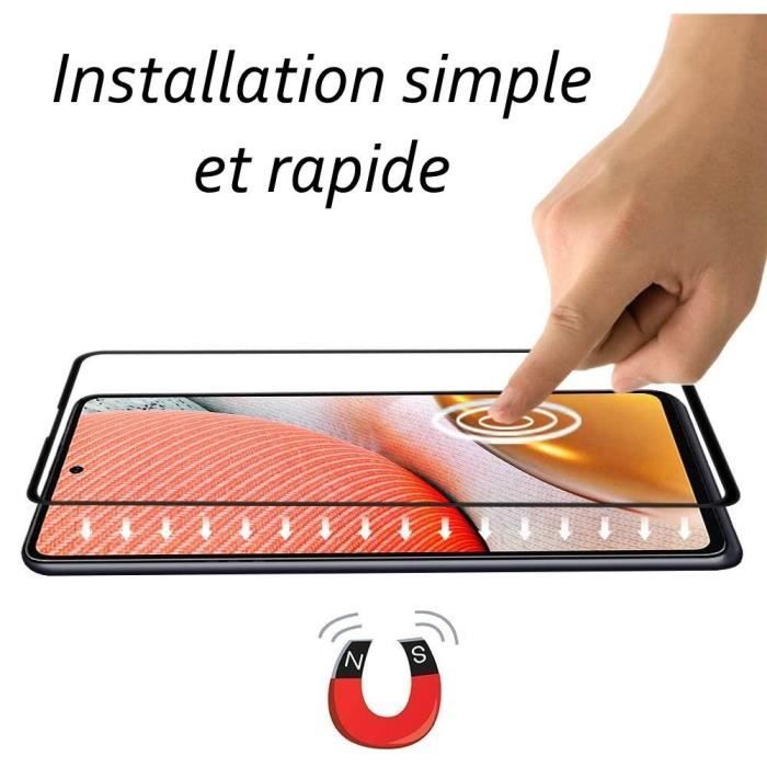 1 Coque de protection Transparente + 2 Verres trempé bords noirs pour Samsung Galaxy A72 4G-5G avec Stylet Toproduits®