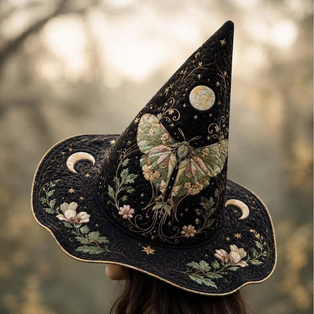 Wide Brim Pointed Wizard Hat Vintage Party Hat Gothic Festival Hat Halloween