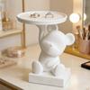 Bear Serving Tray Key Holder Decorative Bear Figurine with Dish Candy Lipsticks Earrings Jewelry Storage Display Stand Table Desk Organizer