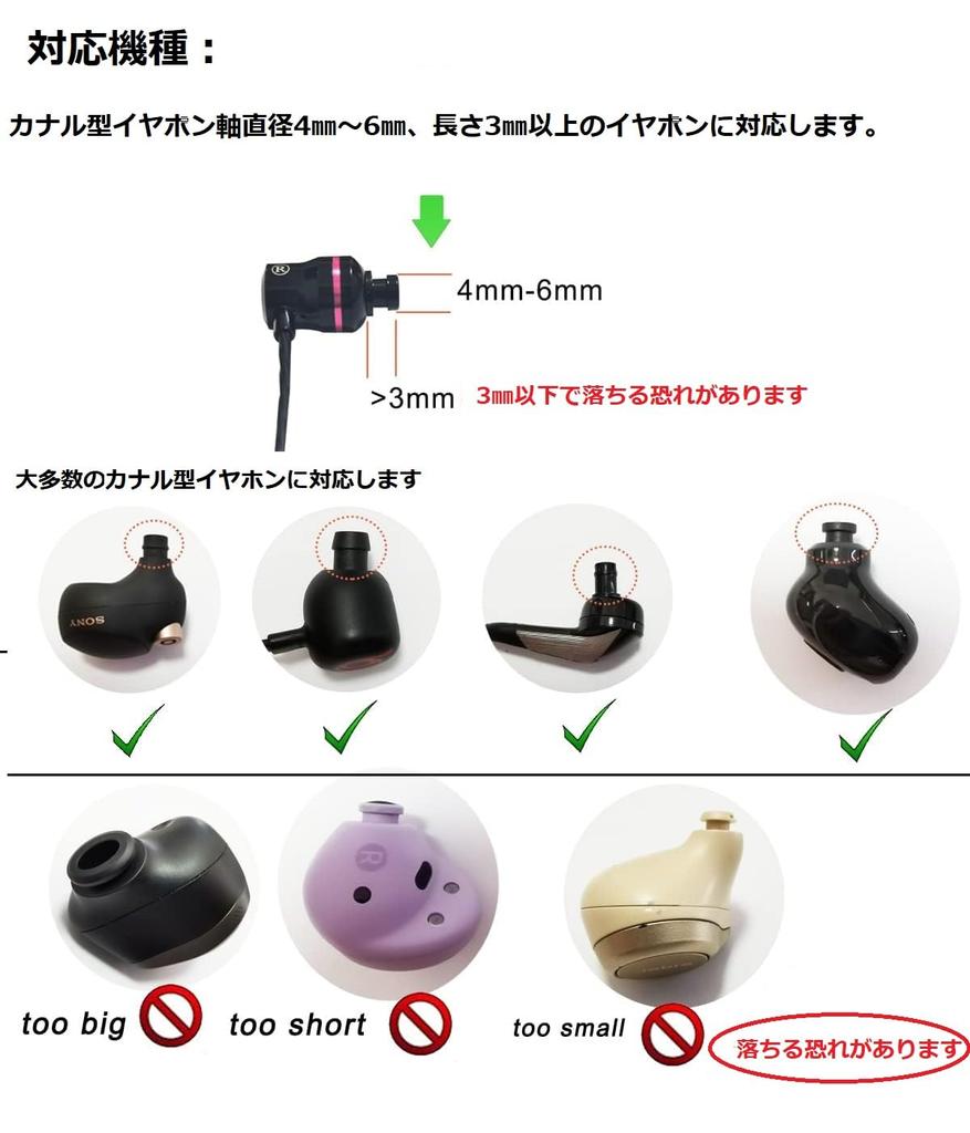 Наушники с защитой от падения для канальных наушников с ушной раковиной, совместимые с внутренним диаметром Diamond Round Canal для Sony Canal Drop Drop Improved Made of M