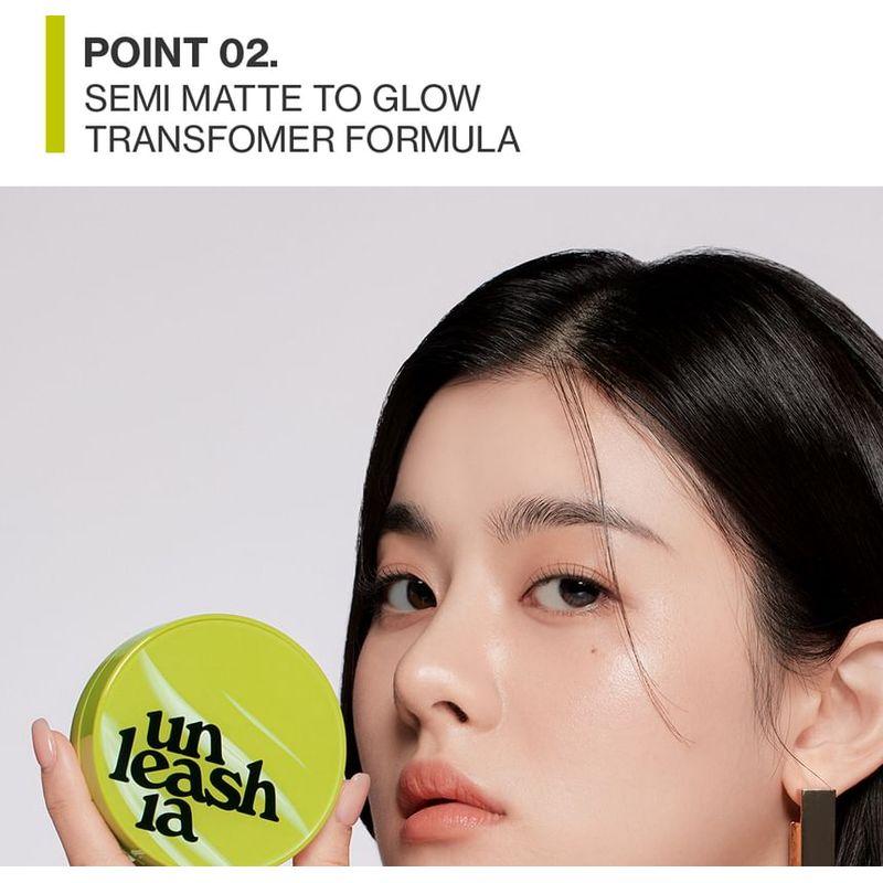 UNLEASHIA Bundle: Сатиновый кушон Healthy-Green Re-Feel Сменный блок + Футляр - 5 Цветов