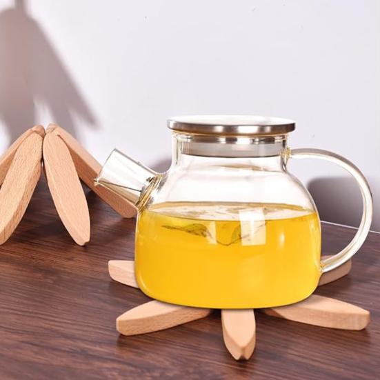 1 Set Christmas Tree Coaster with Base 4 Layers Tree Shape Wooden Trivet Anti-scald Heat