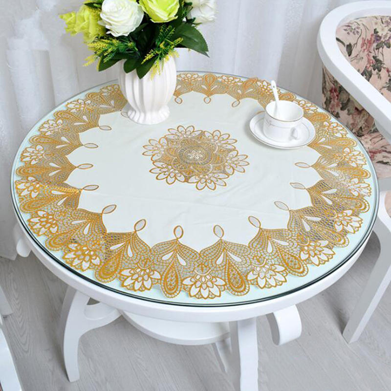 Pvc Waterproof Oilproof Round Tablecloth 70 Cm Dining Table Cloths Home Table Cover Light Luxury Christmas Decoration