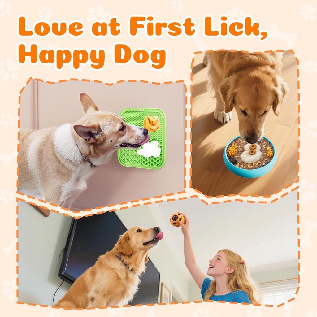 KILIN Dog Enrichment Toys 6 Pack - Dog Toys to Keep Them Busy, Lick Mat, Ball & Bowl with Peanut Butter, Frozen Treat Puzzle Dispenser for Anxiety