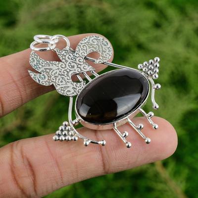 Серебряный кулон 925 пробы с дымчатым кварцем, корень чакры, на годовщину, этнический