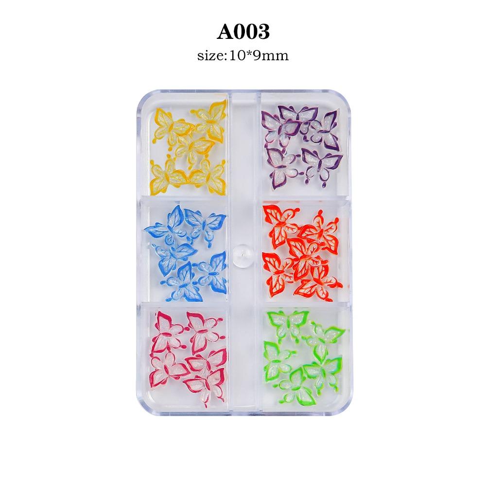 6Grids Подвески для ногтей Цветы Украшения для ногтей Принадлежности для ногтей Бабочки Аксессуары для ногтей Маникюрша