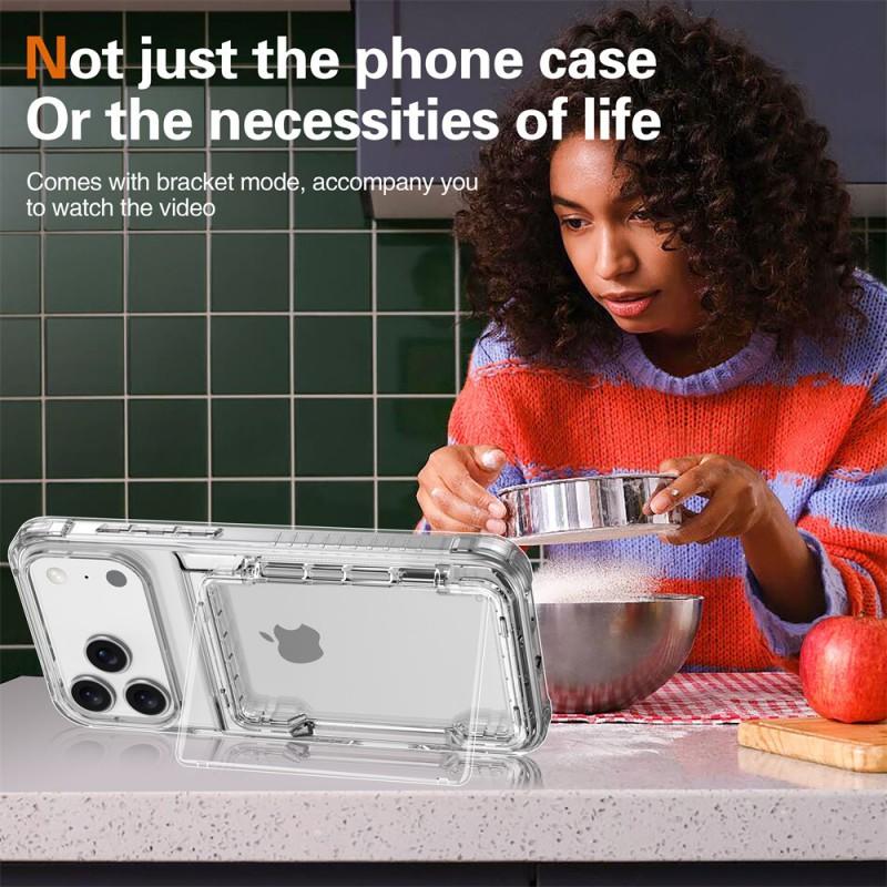 Transparent Flip Case With Card Slots IPhone 16 Pro Max Shockproof Hybrid TPUAcrylic Cover Business Style Wallet Design