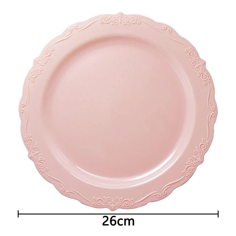1 шт. обеденные тарелки тарелки кружевной диск одноразовые розовые твердые пластиковые красочные французские 7,5/12,5 дюйма