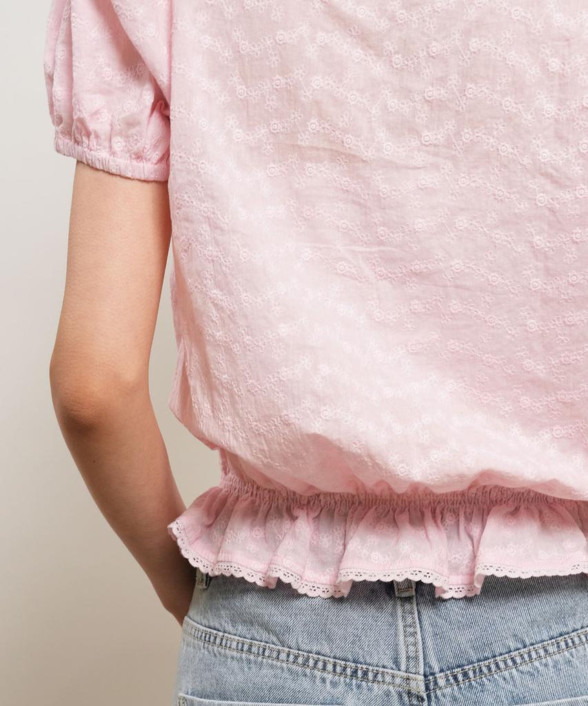 GENERALIDEA Lace Pintuck Puff Blouse [Pink] / Gf2Lsh523