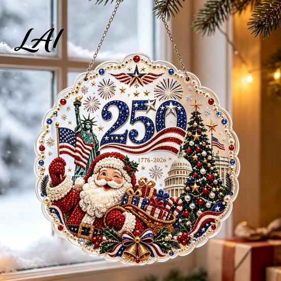 Bead Painting for Beginners Christmas Faux Pearl Art Ornament DIY Kit Hanging Angel Santa Suncatcher 3D Acrylic Decor Kit Sparkling Sun Catcher