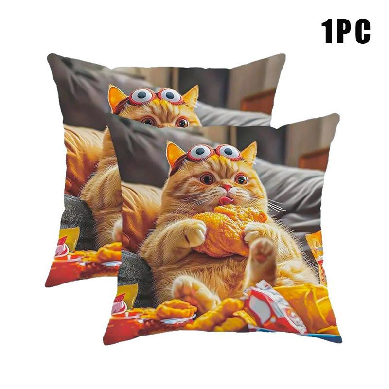 Новый Чехол для квадратной подушки с кошачьим узором 18X18 дюймов Односторонняя печать Чехол для домашней подушки Украшение для гостиной
