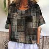Plus Size Summer Plaid T Shirt for Women O Neck Casual Sweatshirt New Tees Harajuku Clothing Loose Short Sleeve Blouse Female Fashion Tops
