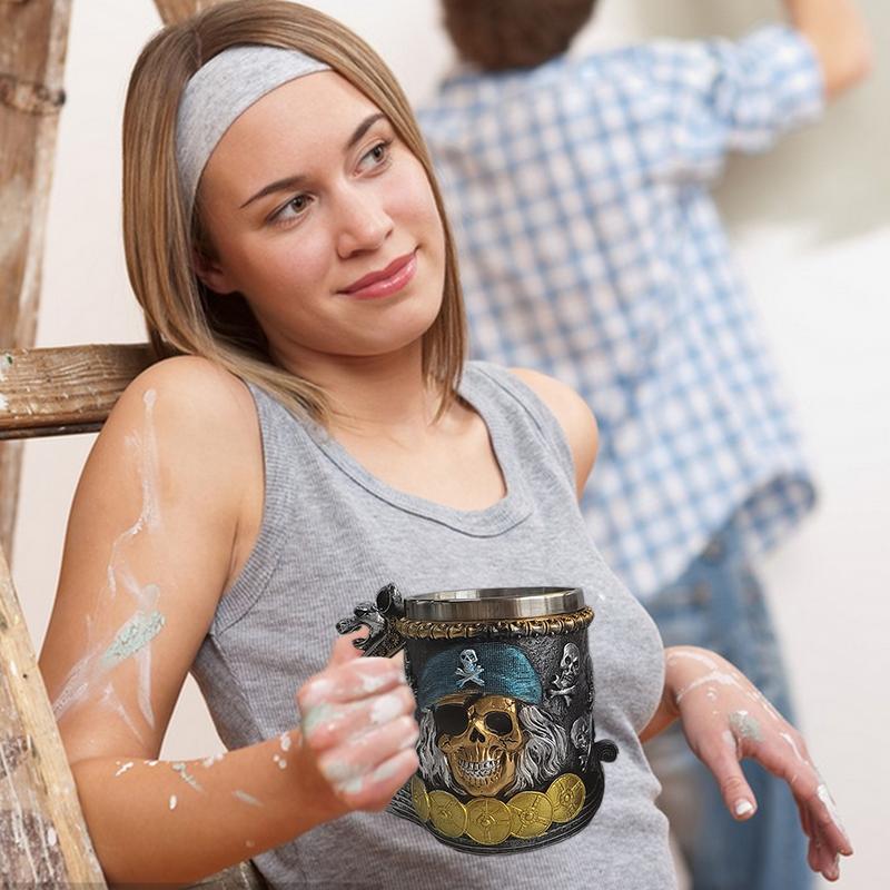 Кружка для кофе и пива, забавная кружка на пиратскую тематику, из нержавеющей стали, для дня рождения, Рождества, Нового года, юбилея