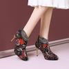 Spring and Autumn Short Boots Mesh Rhinestone Skinny Heel High Heel Women's Boots Embroidered Mom Women's Shoes and Naked Boots