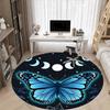1pc Butterfly Moon Office Round Area Rug, Under Office Chairs Bedroom Living Room Home Decor, Room Deco