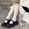Solid Color Black White Women Stockings Lolita Girls Kawaii Cute Long Socks JK Japanese Style Lace Bowknot Knee Socks Stockings