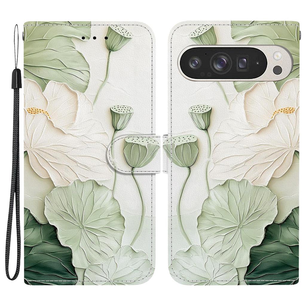 For Google Pixel 9 Pro XL Wallet Case Pattern Printing Leather Stand Phone Cover with Strap