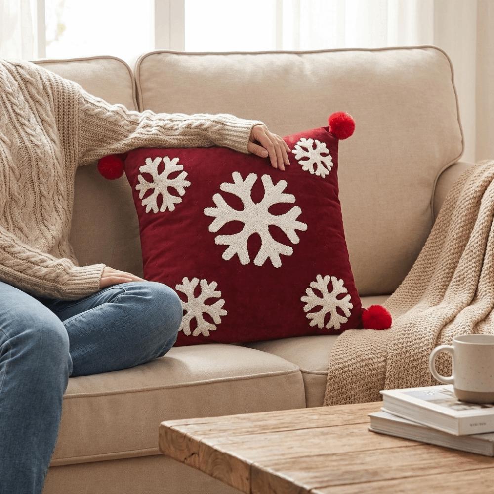 Cartoon Santa Claus Holiday Cushion Cover Elk Snowman Pillow Case Festive Plush Cushion Cover Gift