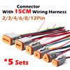 5sets DT Waterproof Automotive Connector With 15cm Wiring DT06-2S/DT04-2P 3P 4P 6P 8P 12P Male Female Plug Socket For Automobile
