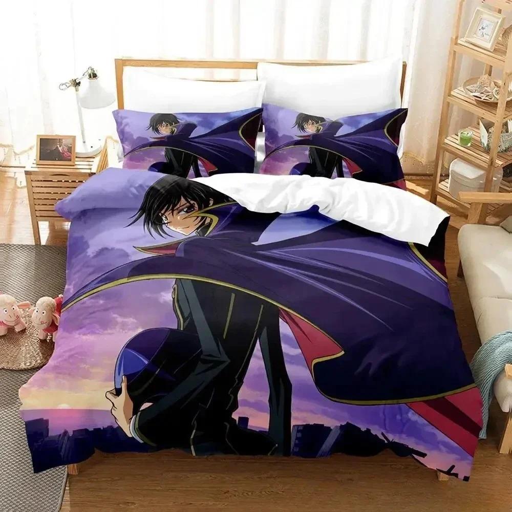 Домашний текстиль CODE GEASS Комплект постельного белья Односпальный Полуторный Двуспальный Евро Макси Размер Комплект для кровати Взрослый Детская Спальня Пододеяльник Комплекты 3D-печать Аниме