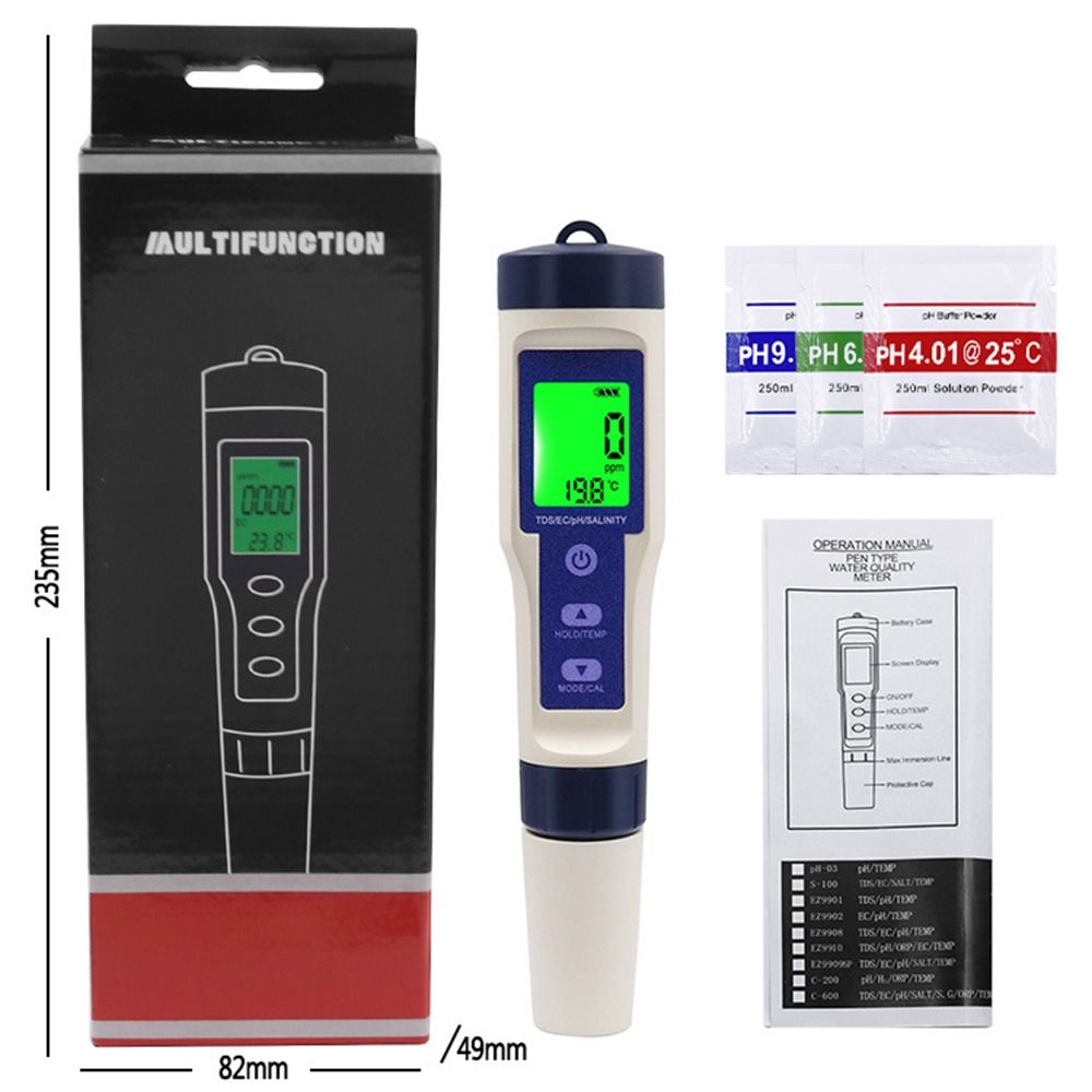 Large Backlit Screen Pool Salt Tester 5 In 1 TDS Water Quality Tester  Drinking Water
