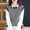 Women's Round Neck Houndstooth Vest,, 30% Cashmere 70% Wool, Winter Knitted Pullover Autumn Sweater Cashmere Sweater