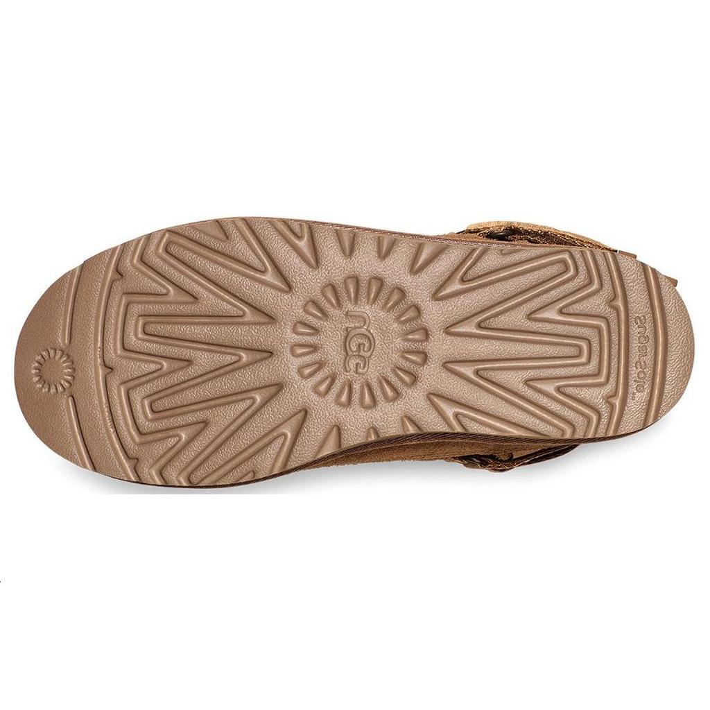 UGG Классические смешанные зимние ботинки на шнуровке до середины голени женские сапоги каштановые 1133470-CHE