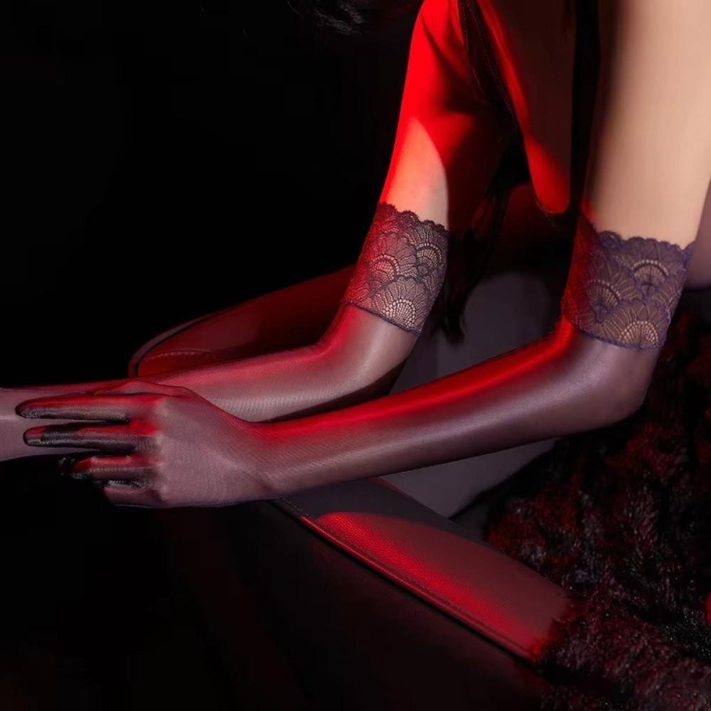 Thin Transparent Gloves 51CM Length Cosplay Gloves Sexy Stage Performance Gloves Stage Shows