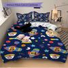 3Pcs Space Adventure Bears Bedding Set Quilt Cover Pillowcase Home Christmas Xmas Halloween Gift 1 Duvet Cover 2 Pillowcase M929432
