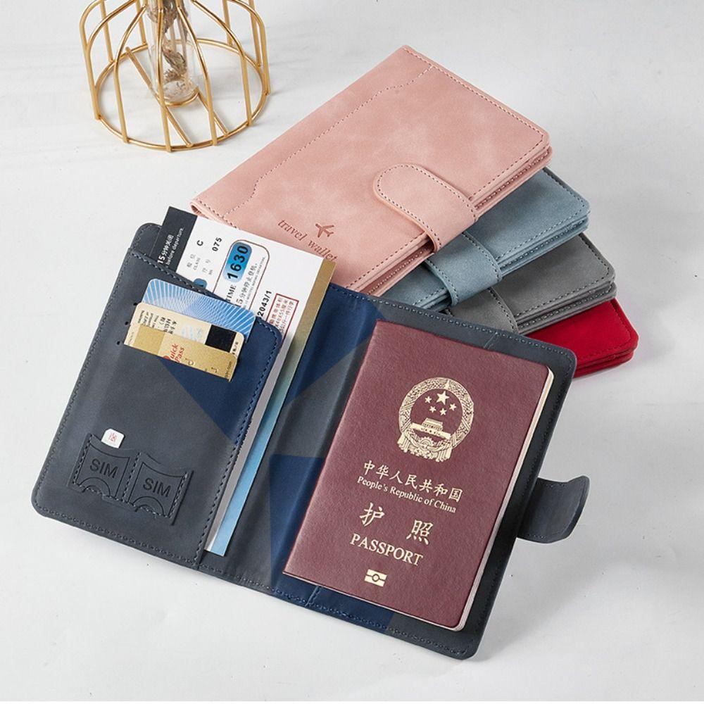 Multifunction Passport Cover with SIM Card Slots Flight Ticket Clip Leather Passport Holder  Travel