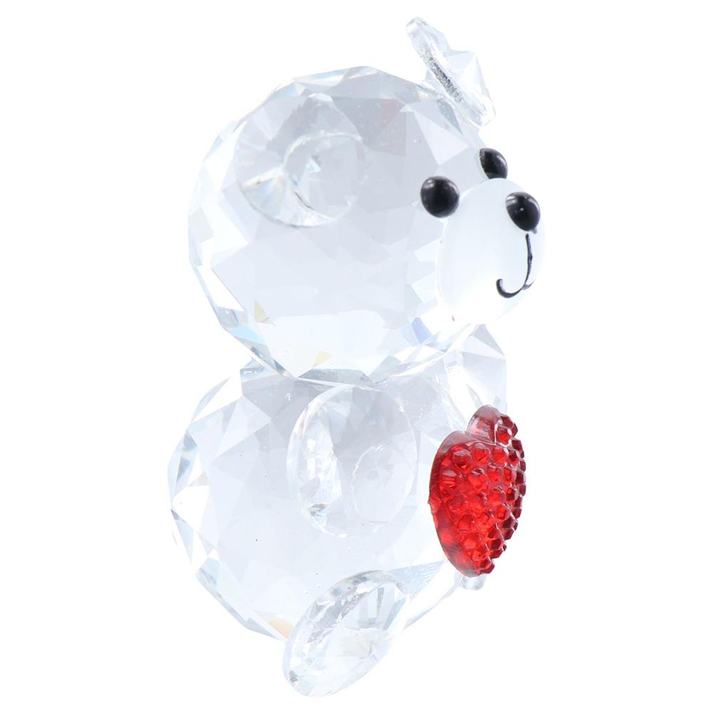 Red and Transparent Crystal Baby Bear Figurine Collection Bear Pretty Glass Ornament Home