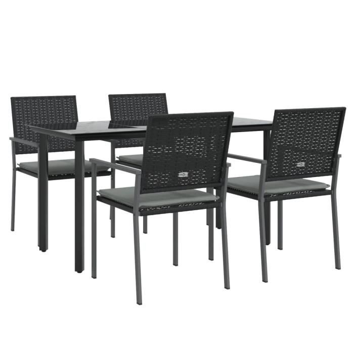 VidaXL Garden Dining Set 5 Pcs Cushions Woven Resin Steel 3187021