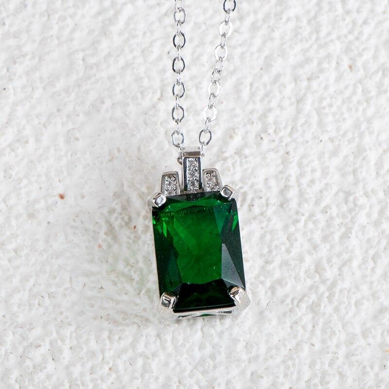 BELLA BOX Великолепное элегантное ожерелье с подвеской в ​​зеленой квадратной форме для женщин, очаровательное ожерелье на свадьбу и помолвку с драгоценными камнями, жемчужная цепочка на ключицы, женские подарки