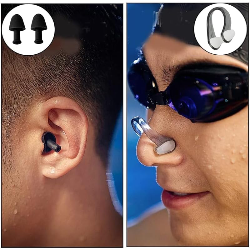 Nose Clip Nose Plug Swimming Ear Plugs Set of 2 Waterproof Reusable Comfortable To Wear and Suitable for Both Men and Women Applicable Even To
