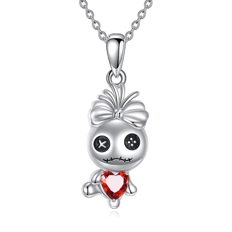 Red Zircon Exquisite Alloy Voodoo Doll Pendant Necklace Fashion