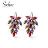 SODROV Роскошные Радужные Ювелирные Изделия Красочный Кристалл Циркон Разноцветные Серьги Ювелирные Изделия Бохо Серьги-Листья для Женщин