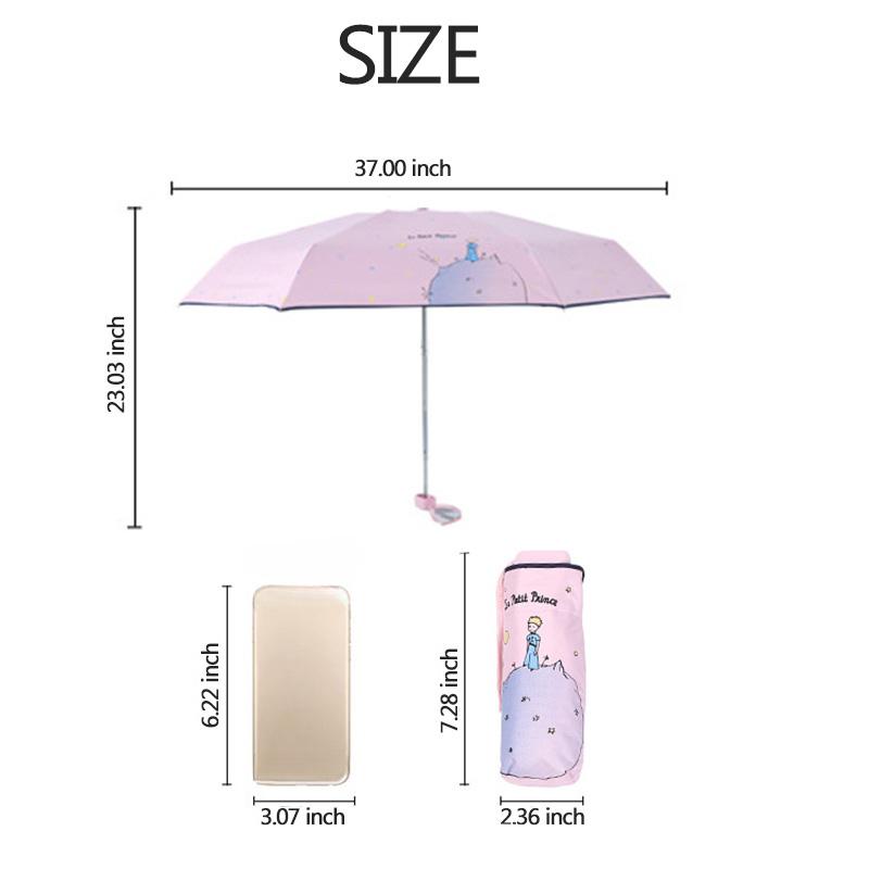 Folding Umbrellas Mini Little Prince Umbrella Rain Sun Female Sunny Parasol Pocket Girls Women Gift Umbrella Children's Kids