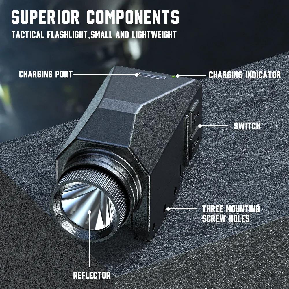 Тактический светодиодный фонарик 1000 лм с комбинированным красным/зеленым/синим/фиолетовым лазерным целеуказателем, пистолетный фонарь для Glock 17 19 / 20-мм планки, охота