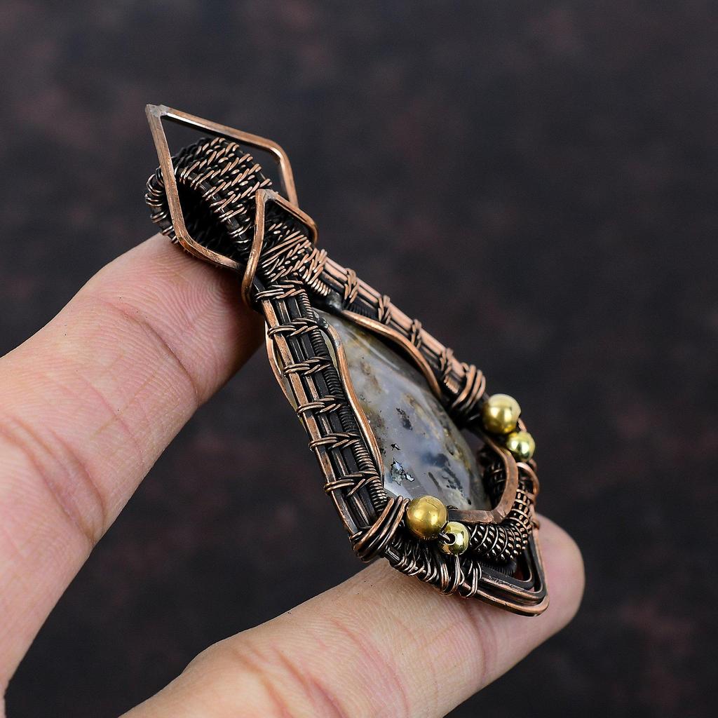 Кулон с агатом, медная проволока, кулон, антикварные ювелирные изделия ручной работы, новый кулон, медная проволока, драгоценный камень, ювелирный подарок для мамы