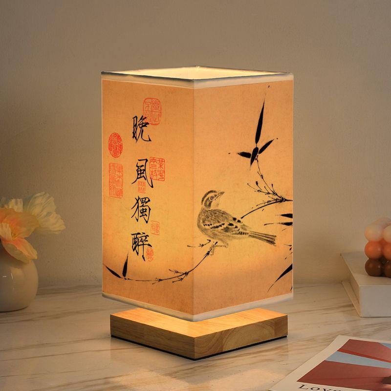 Китайский стиль Традиционная каллиграфия Ретро теплый свет спальня кабинет прикроватная атмосфера украшение чайный домик настольная лампа