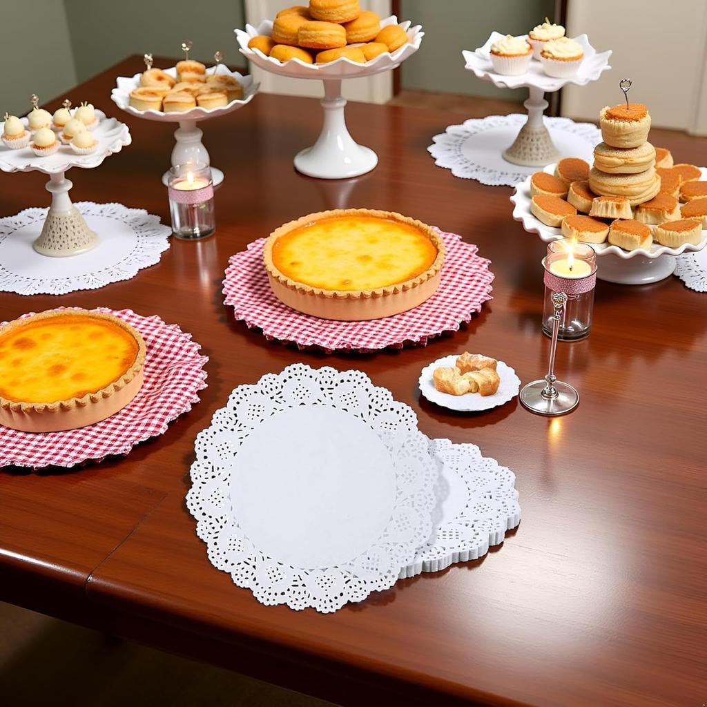 150 Pcs 6" White Lace Paper Doilies,Disposable Round Liners for Buffet, Cakes,Fried Foods,Party and Wedding Table Settings,Kitchen and Table