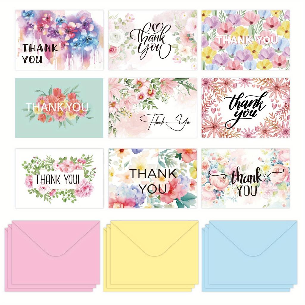 18sheets THANK YOU Greeting Card Set English Blank Envelope Message Blessing Thank You Card Set Holiday DIY Handwritten Blessing Card