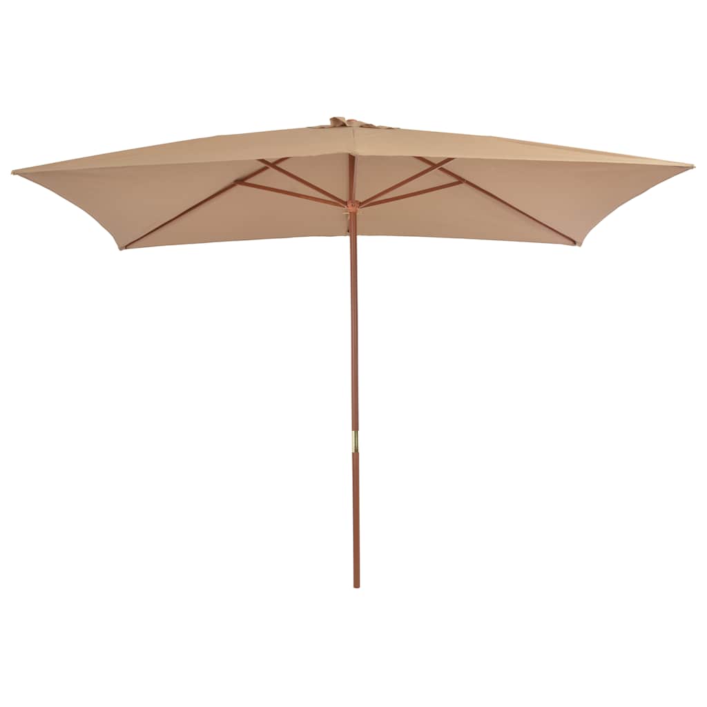 Wooden Mast Sun Umbrella 200 x 300 cm Taupe