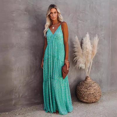 Fitshinling V-образный вырез Boho летнее длинное платье праздничное пляжное парео спагетти бретельки сексуальные макси платья женская одежда богемные платья