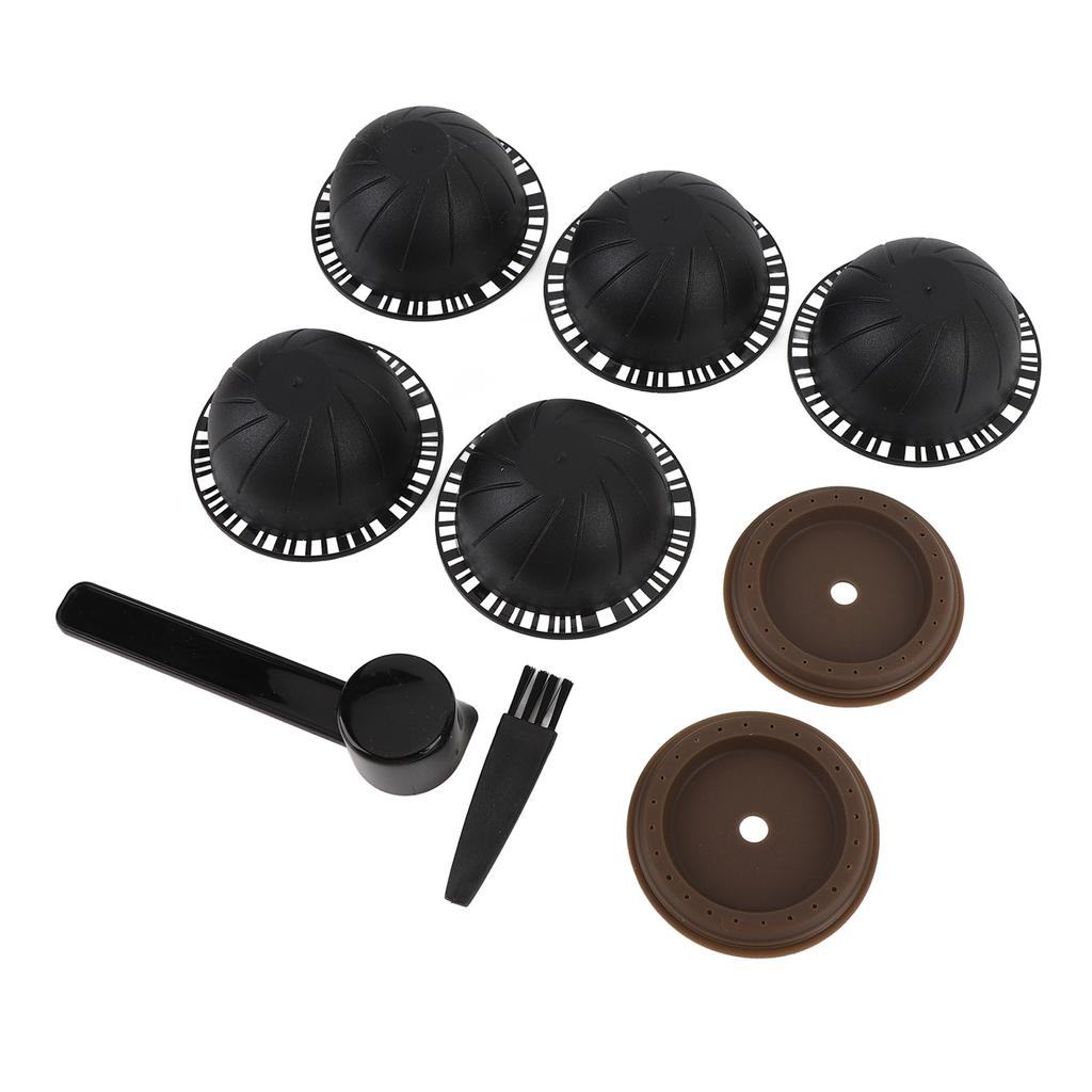 5 шт. многоразовых кофейных капсул, многоразовые кофейные капсулы с 2 крышками, 1 ложка-кисточка для приготовления кофе