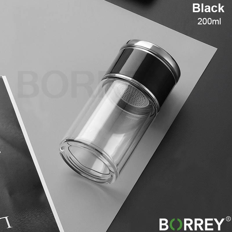 BORREY двойная стеклянная бутылка для заварки чая, фильтр для разделения чая, высококачественная стеклянная бутылка для воды, герметичный экологически чистый стакан для чая