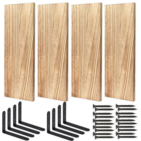 4 шт. деревянные плавающие полки с гладкими краями в деревенском стиле, простая установка, витрина для растений, настенные плавающие книжные полки