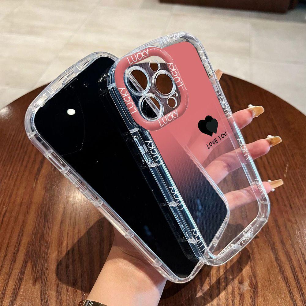 Черная любовь подходит для чехла на мобильный телефон iPhone17ProMax 14 Apple 13 прозрачный 12/15 всесторонний мелкое отверстие 16