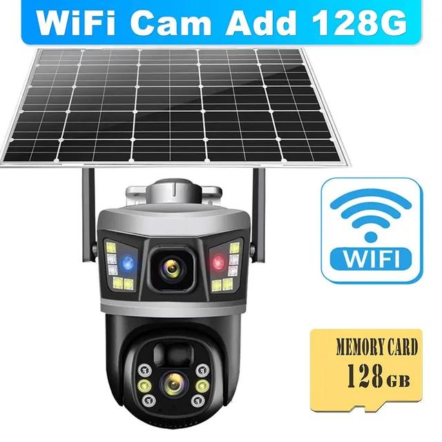 12MP 6K WiFi Solar Outdoor Wireless Lens Dual Screen PTZ Security Camera Auto Tracking Smart CCTV Video Surveillance